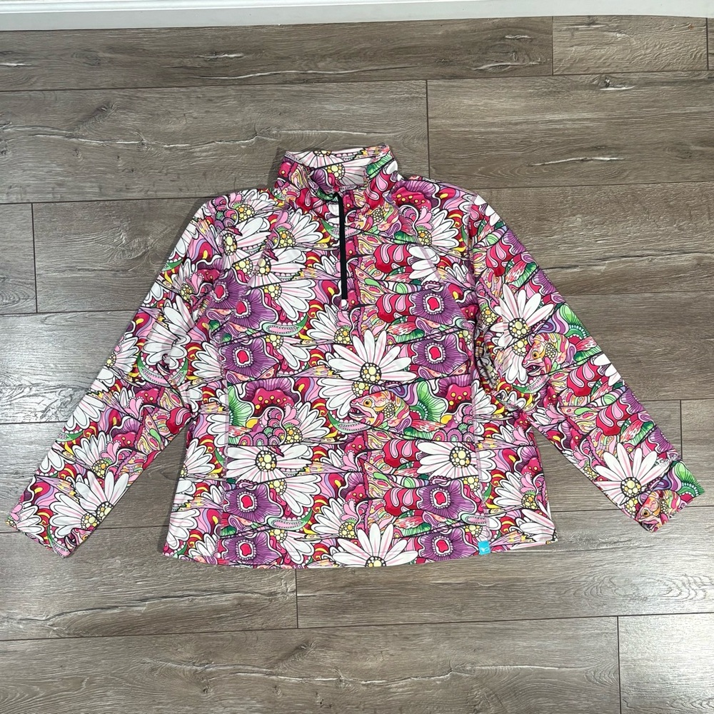 Fishewear 1/4 zip sunshirt- Pink, Purple, Green, and White